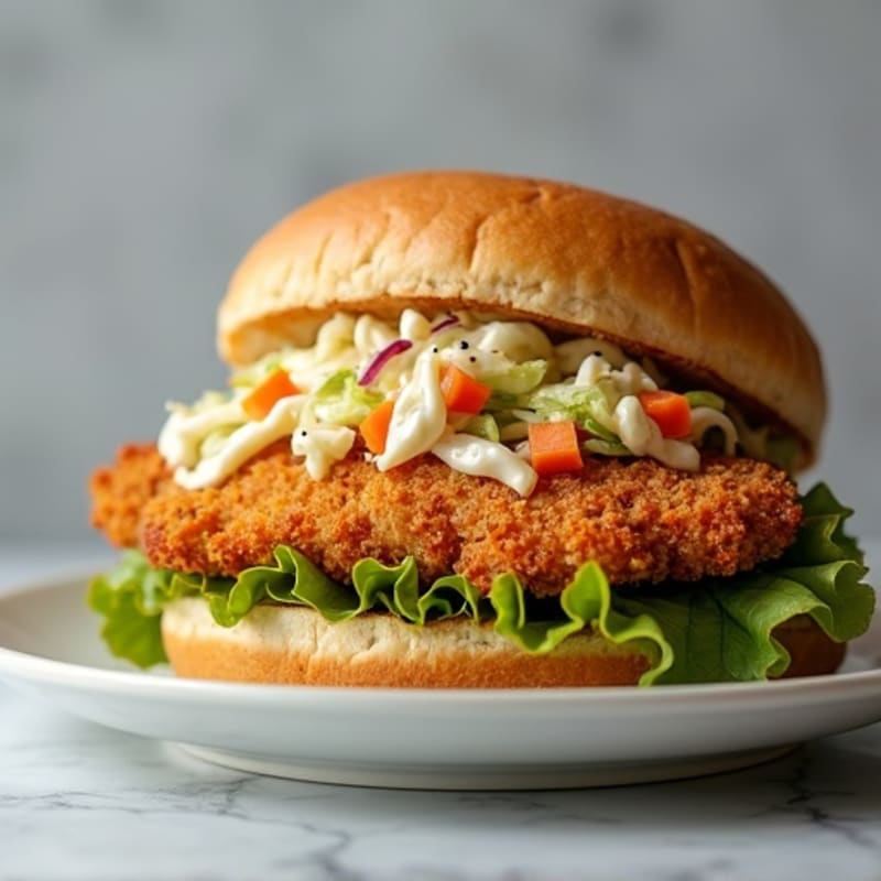 Crispy Air-Fried Chicken Sandwich with Fresh Slaw