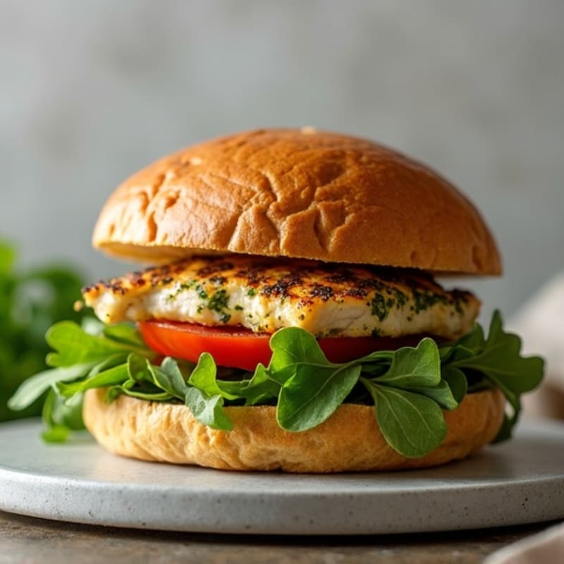 Grilled Pesto Chicken Sandwich with Fresh Arugula