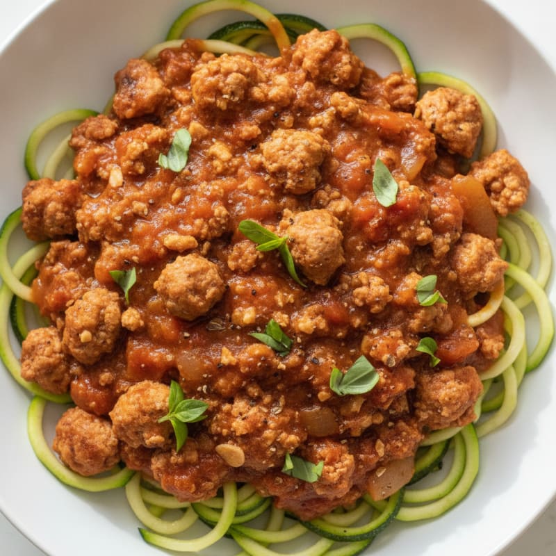 Turkey Bolognese Zucchini Noodle Bowl