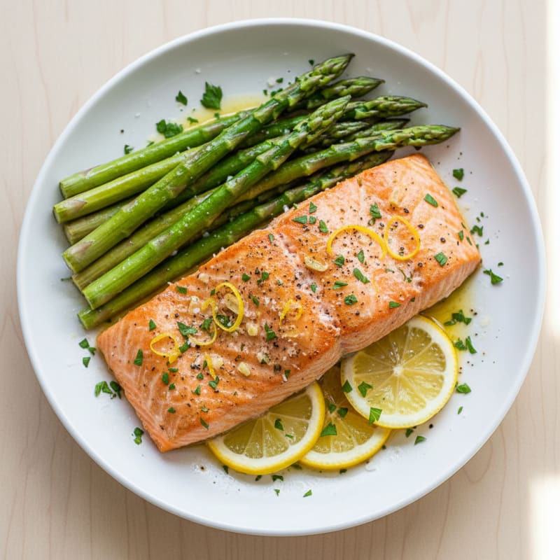 Lemon Herb Baked Salmon with Asparagus