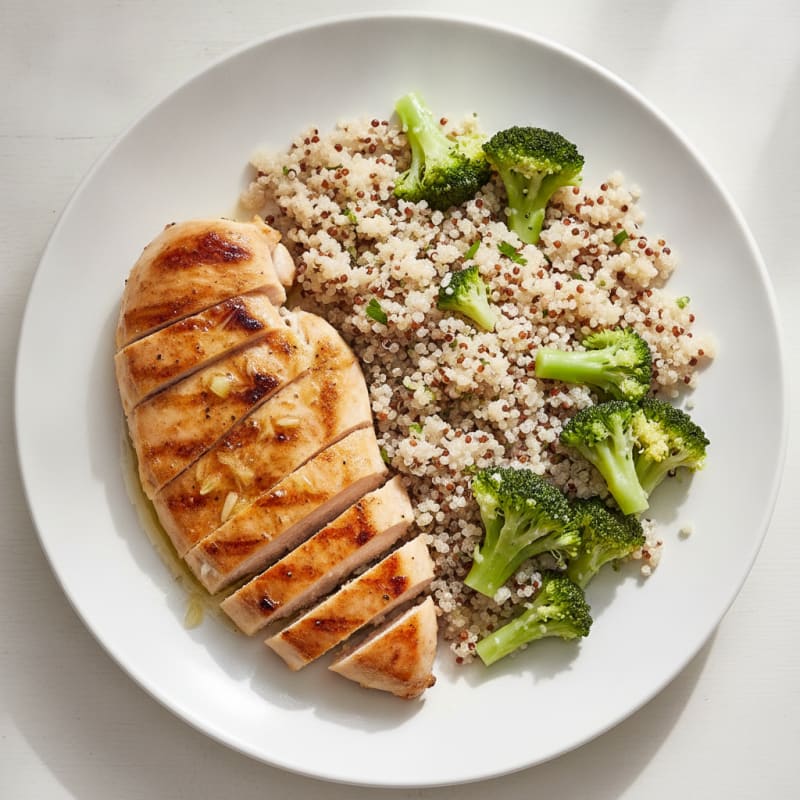 Grilled Chicken Breast with Quinoa and Steamed Broccoli