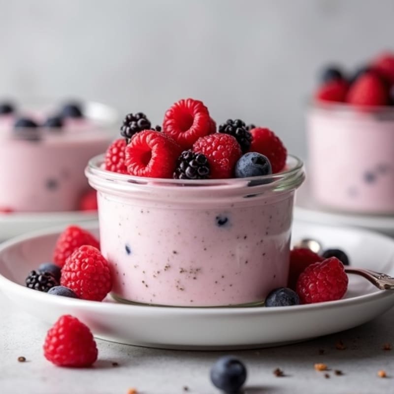 Silky Greek Yogurt Protein Mousse with Mixed Berries