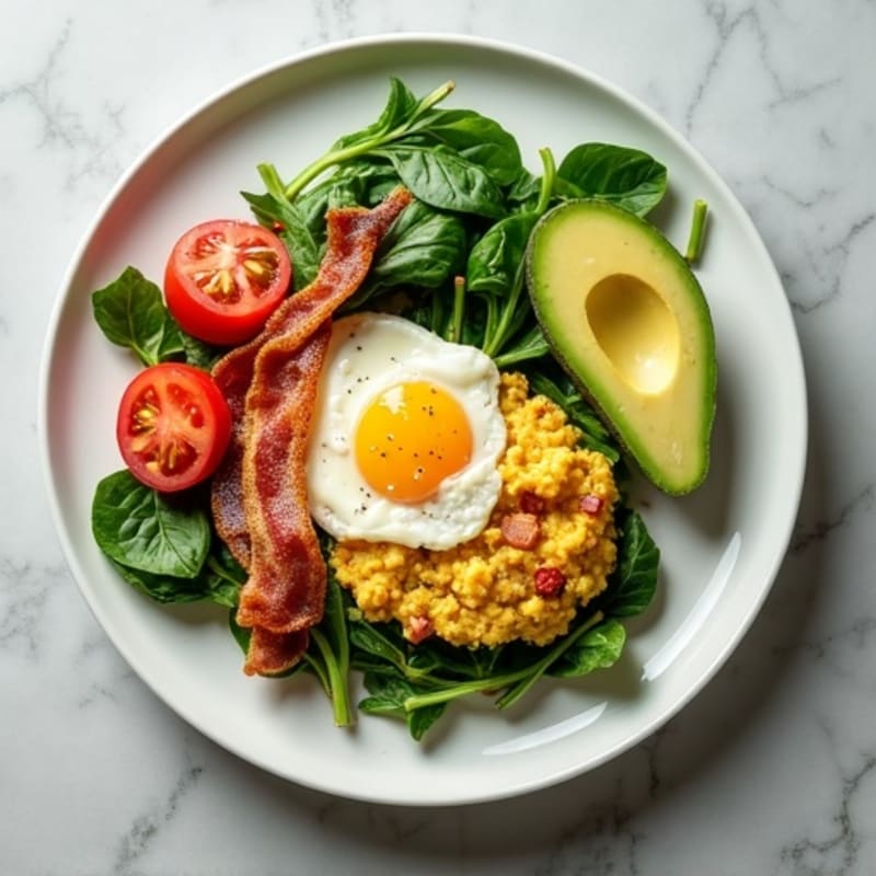 Egg White and Spinach Scramble with Turkey Bacon