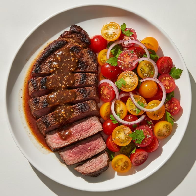 Pan-Seared Sirloin with Fresh Tomato Salad