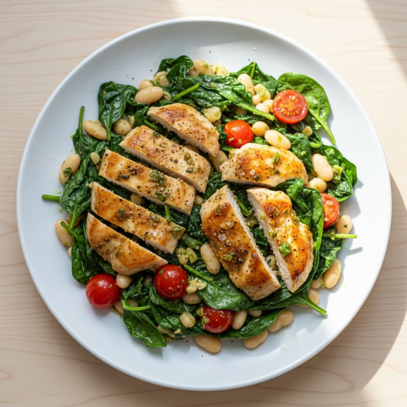 Creamy Pesto Chicken with Wilted Spinach