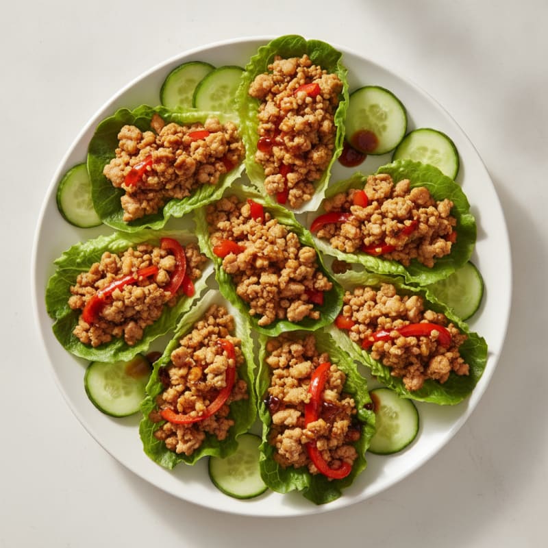 Lean Turkey Lettuce Wraps with Crunchy Veggies