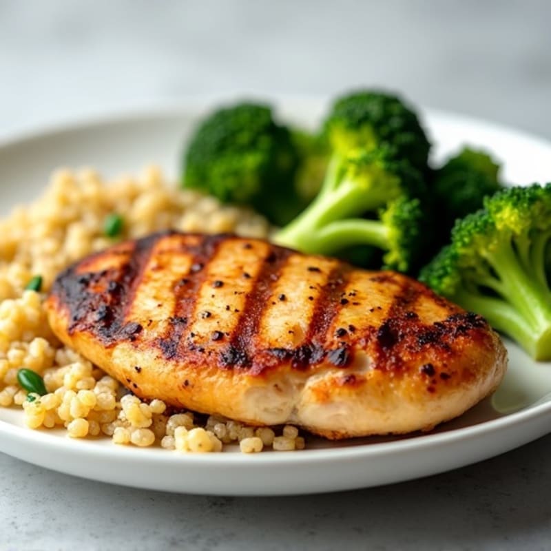 Grilled Chicken Breast with Quinoa and Steamed Broccoli