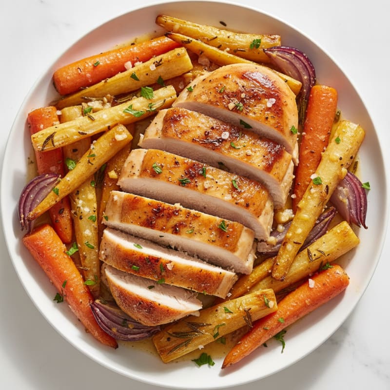 Garlic Herb Roasted Chicken with Root Vegetables