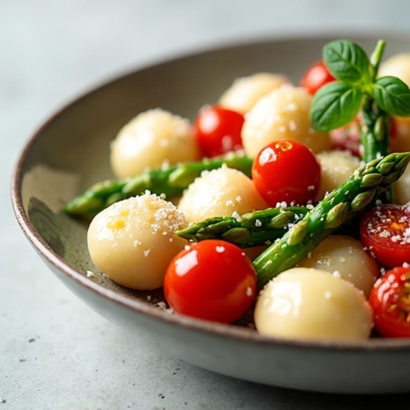 Pillowy Ricotta Gnocchi with Roasted Asparagus and Cherry Tomatoes