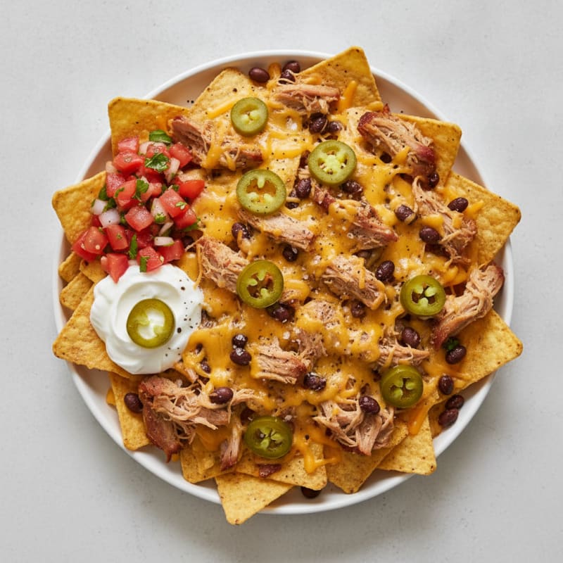 Pulled Pork Nachos with Pickled Jalapeños
