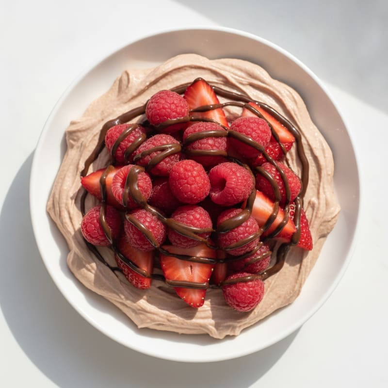Silky Greek Yogurt with Chocolate Protein and Fresh Berries