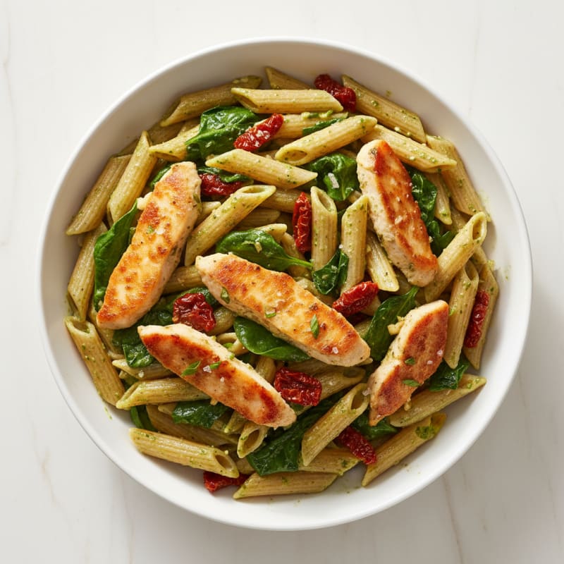 Creamy Pesto Chicken and Sun-Dried Tomato Pasta