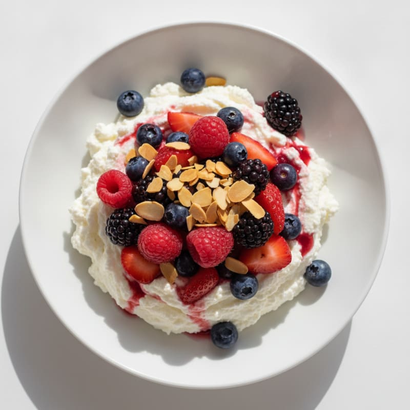 Greek Yogurt Protein Mousse with Mixed Berries