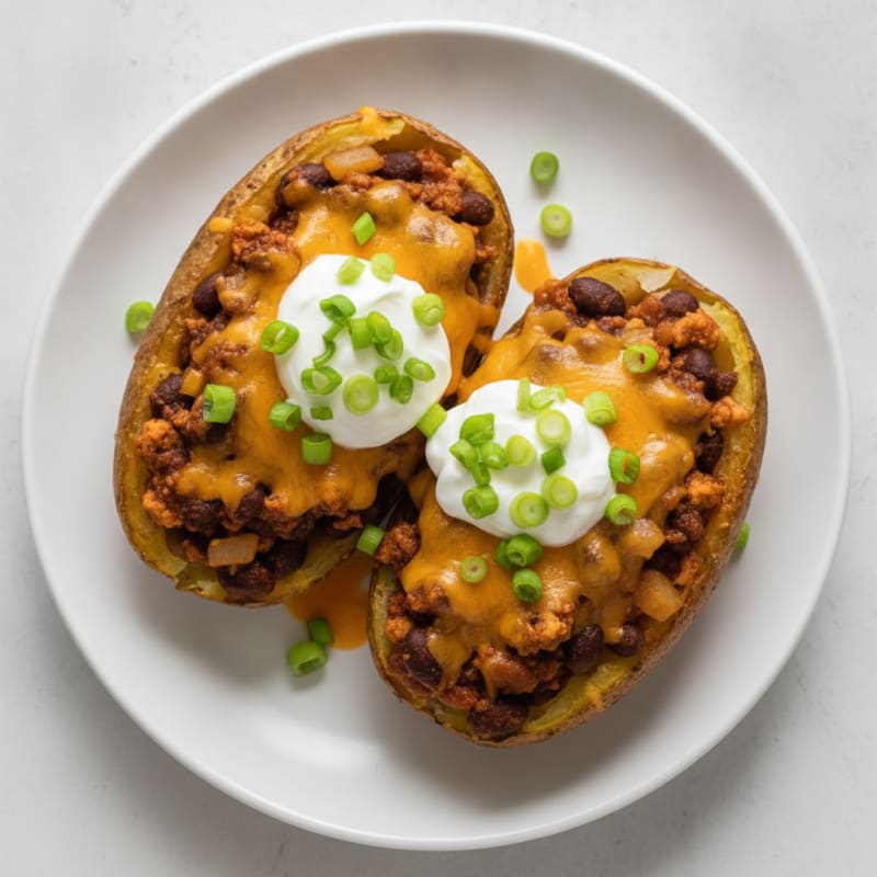 Loaded Chili Cheese Potato Skins