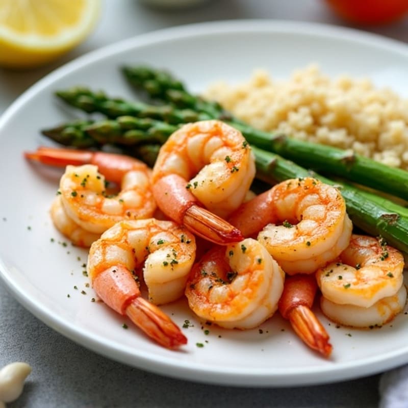 Lemon Garlic Shrimp with Roasted Asparagus & Quinoa