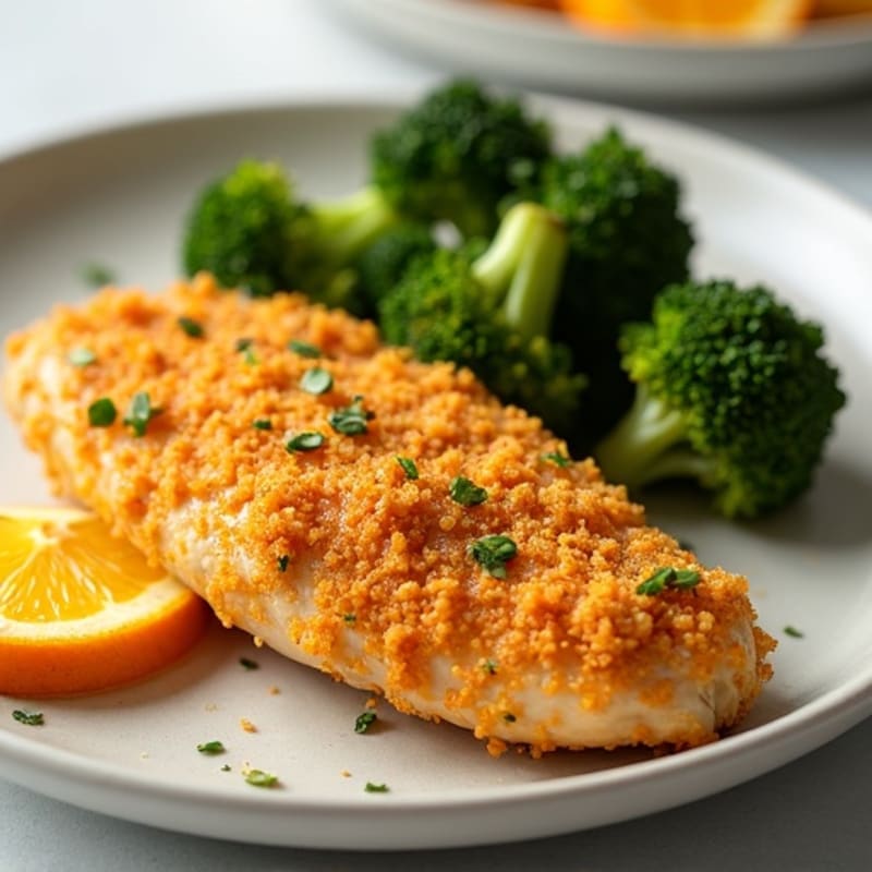 Crispy Baked Orange Chicken with Roasted Broccoli