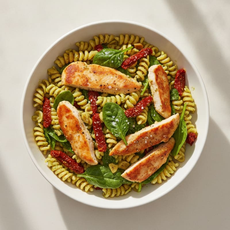 Pesto Chicken Pasta with Sun-Dried Tomatoes