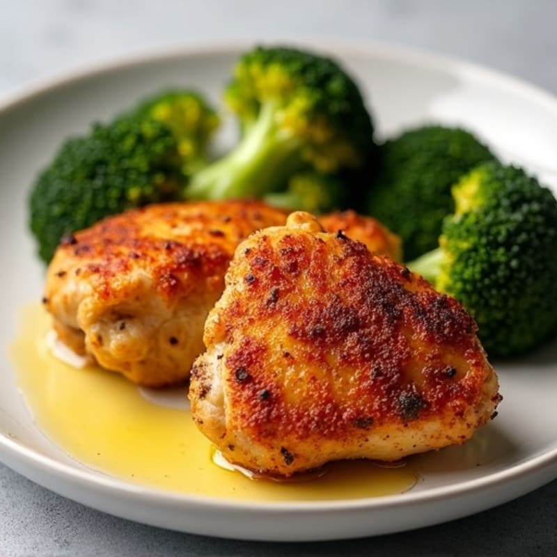 Crispy Baked Chicken Thighs with Roasted Broccoli