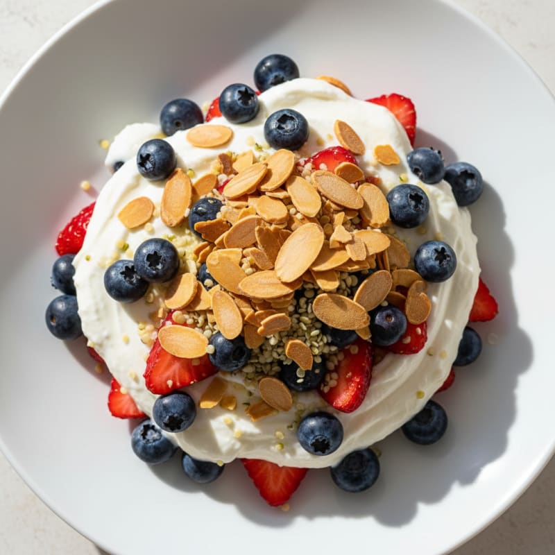 Greek Yogurt Protein Parfait with Berries and Almonds