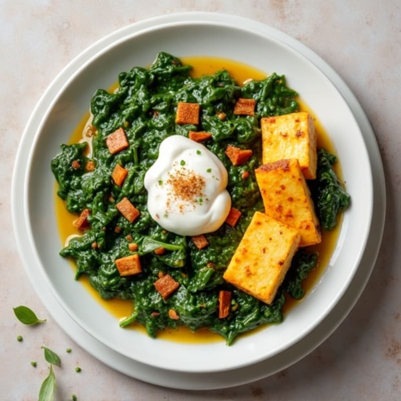 Creamy Spiced Spinach with Pan-Seared Paneer