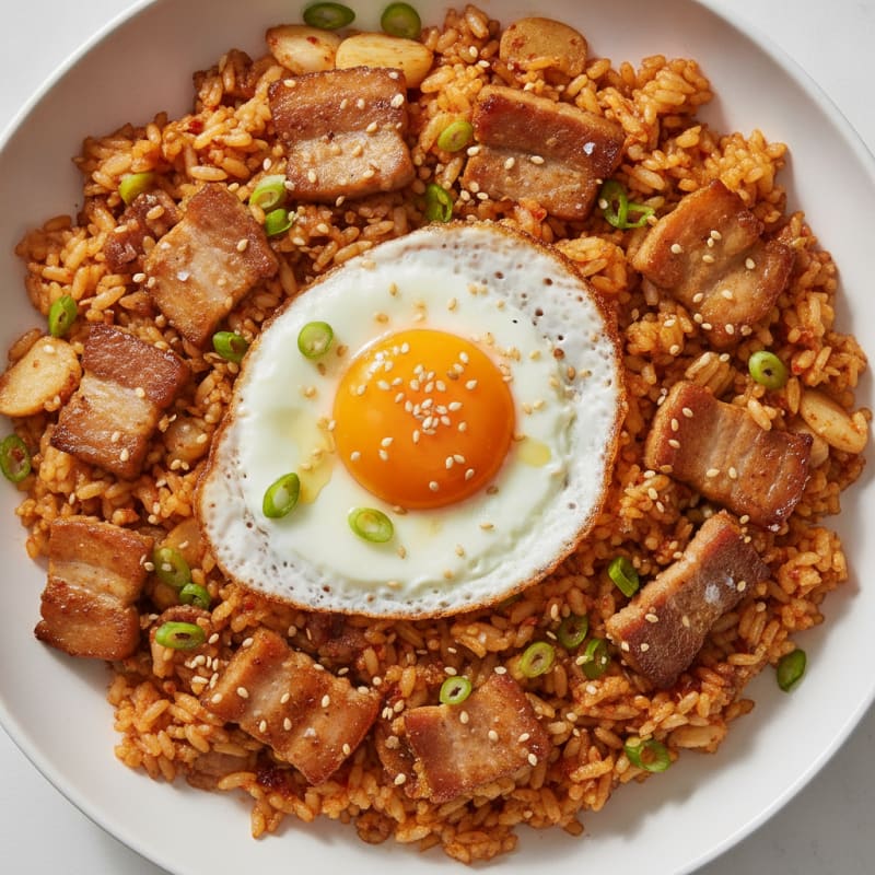 Kimchi Fried Rice with Pork Belly