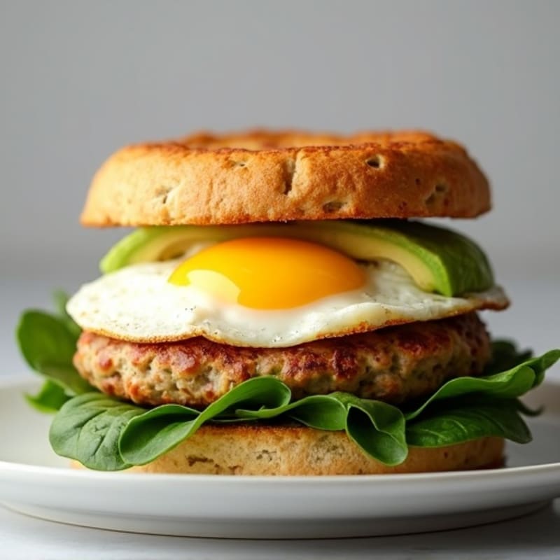 Egg White and Turkey Sausage Sandwich with Spinach