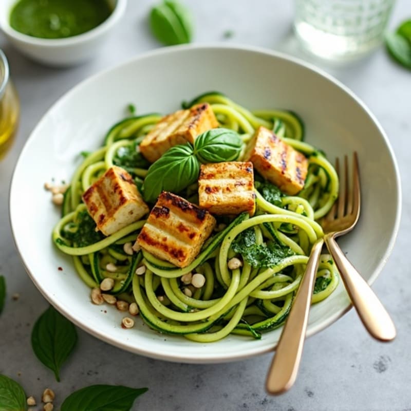 Fresh Zucchini Noodles with Creamy Vegan Pesto
