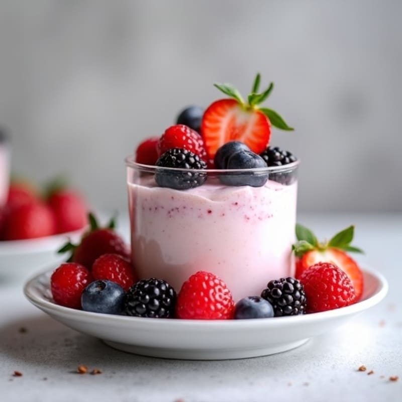Silky Greek Yogurt Protein Mousse with Mixed Berries