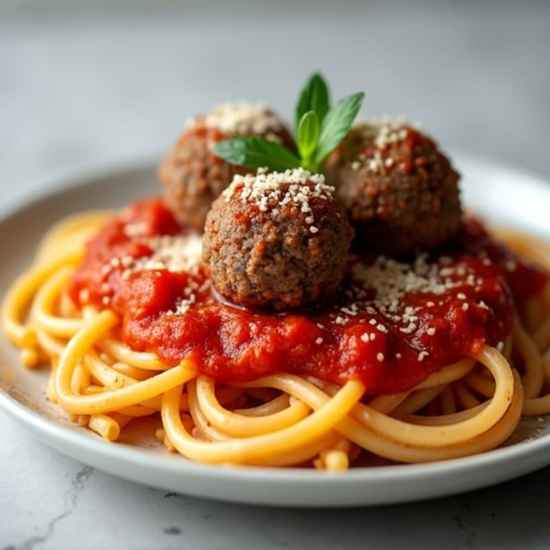 Hearty Lean Beef Meatballs with Whole Wheat Spaghetti and Fresh Tomato Sauce