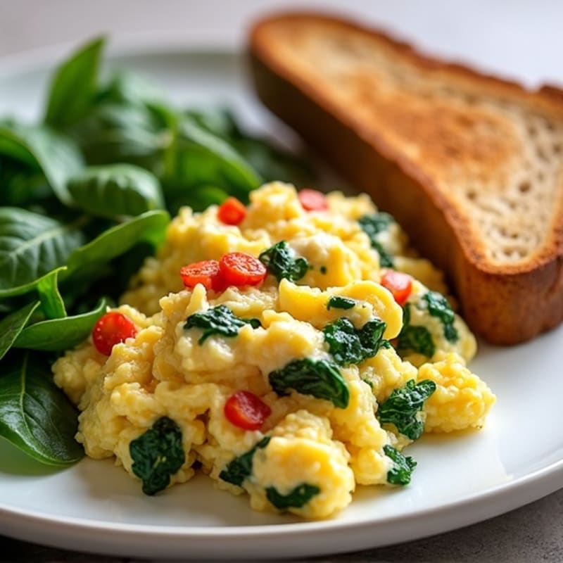 Egg White Scramble with Turkey Sausage and Spinach