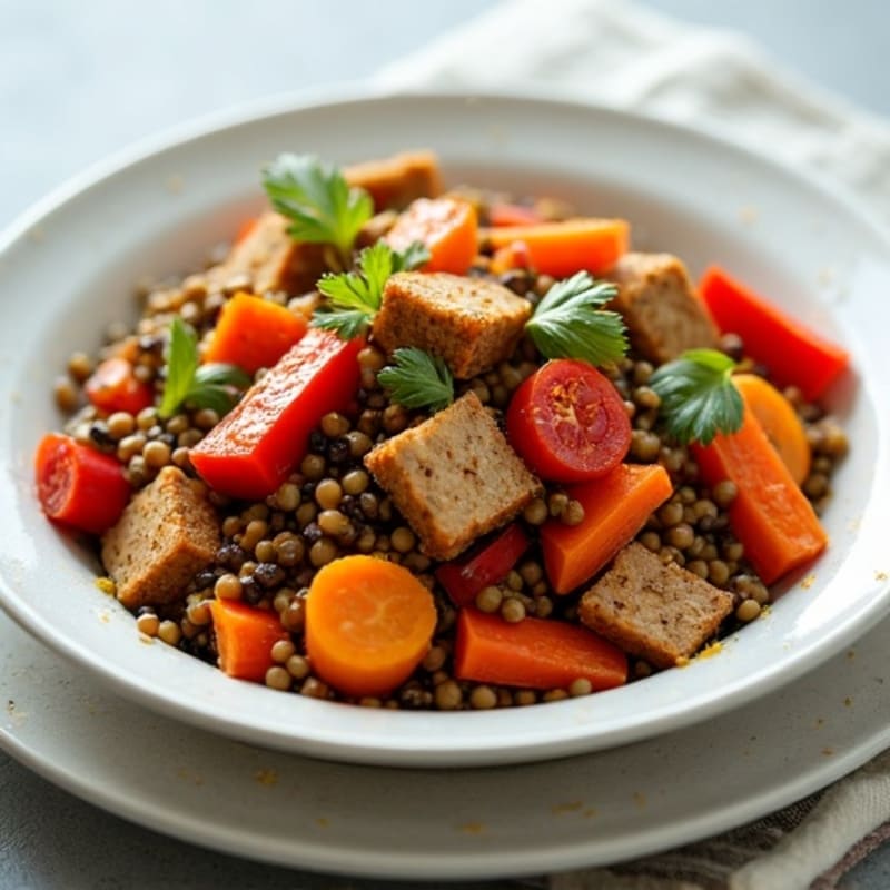 Lentil and Vegetable Stir Fry with Tempeh
