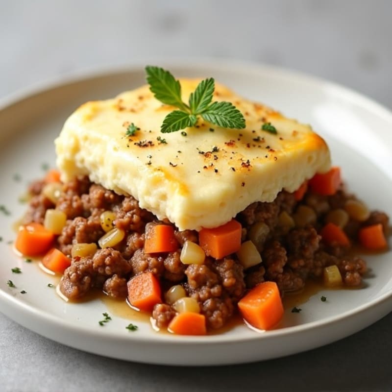 Lean Ground Beef and Root Vegetable Shepherd's Pie with Creamy Cauliflower Topping