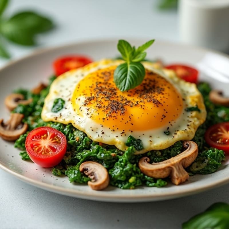 Egg White Spinach Scramble with Turkey Breast
