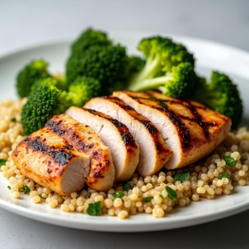 Grilled Turkey Breast with Roasted Broccoli and Quinoa