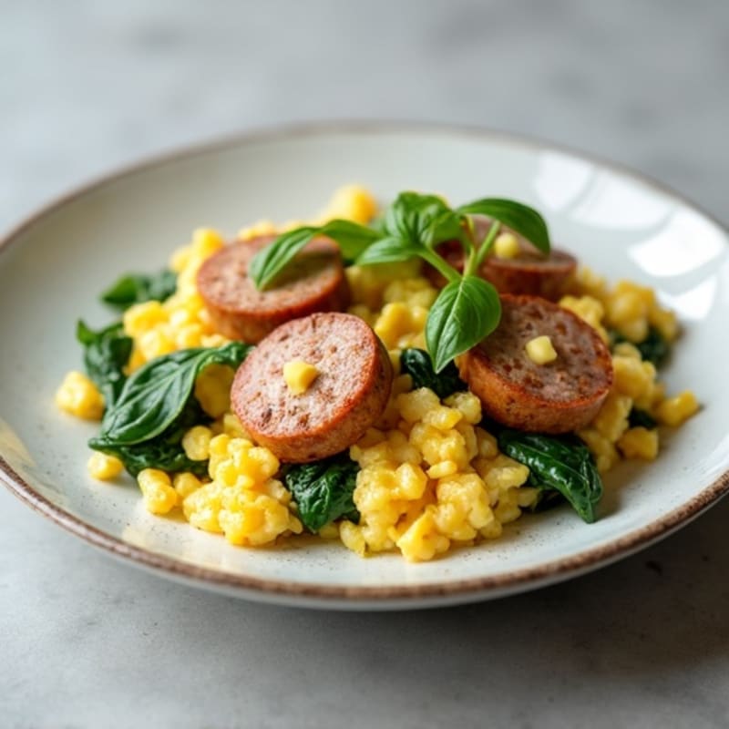 Egg White and Turkey Sausage Scramble with Spinach