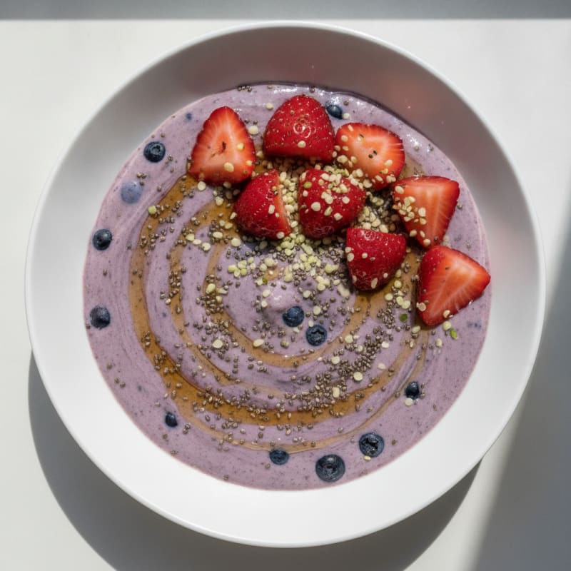 Silky Tofu Protein Smoothie Bowl with Berries and Chia
