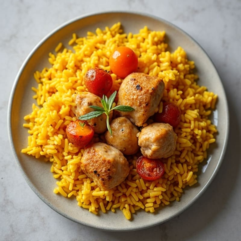 Saffron-Spiced Chicken and Yellow Rice Skillet