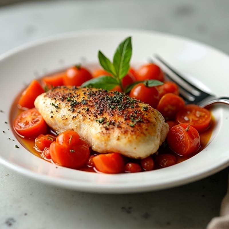 Herb-Braised Chicken with Bell Peppers and Crushed Tomatoes