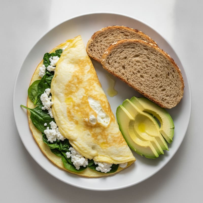 Egg White Spinach Omelette with Cottage Cheese