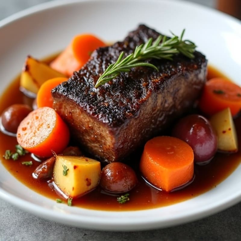 Tender Braised Short Ribs with Roasted Root Vegetables