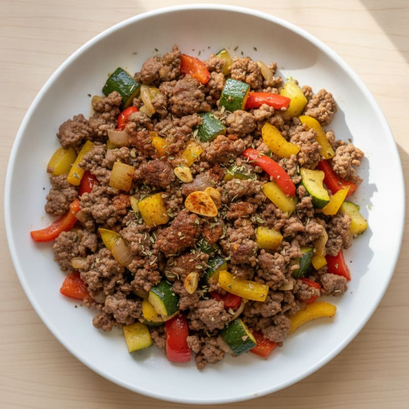 Savory Ground Beef and Zucchini Skillet