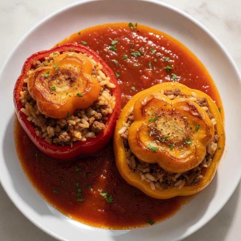 Beef and Rice Stuffed Bell Peppers