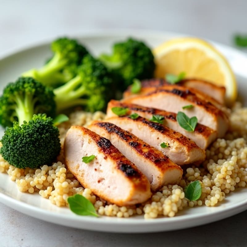 Grilled Turkey Breast with Quinoa and Steamed Broccoli