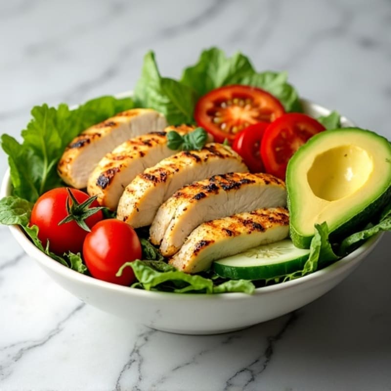 Lemon Herb Grilled Chicken Salad Bowl with Fresh Vegetables