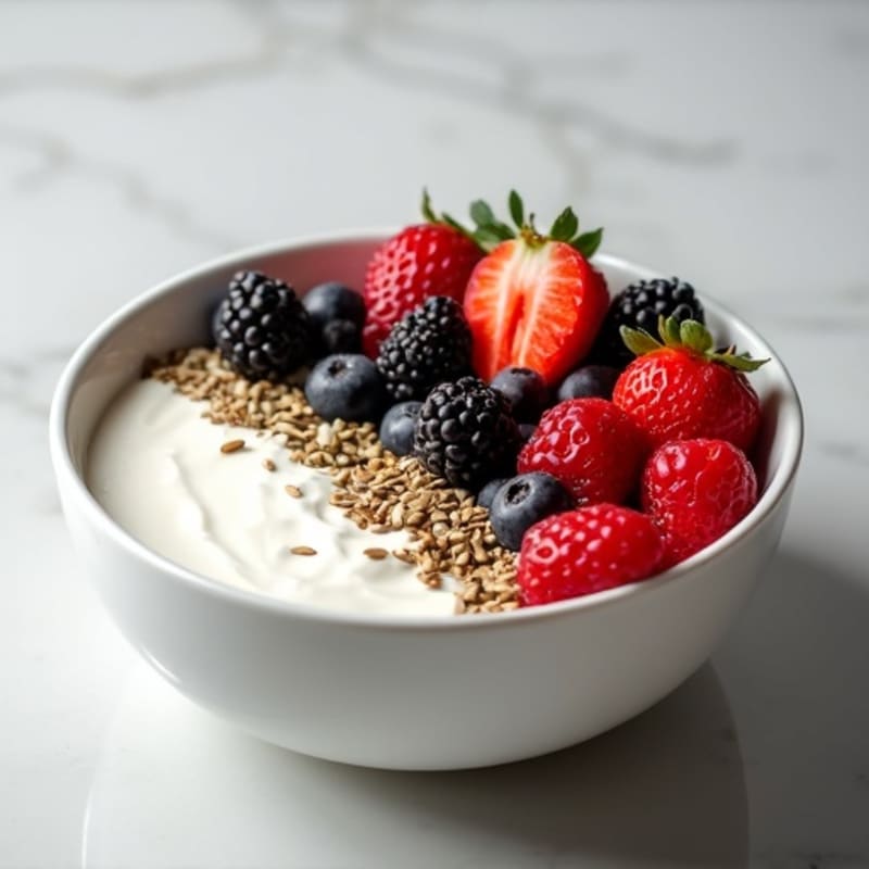 Creamy Greek Yogurt Bowl with Fresh Berries and Crunchy Seeds