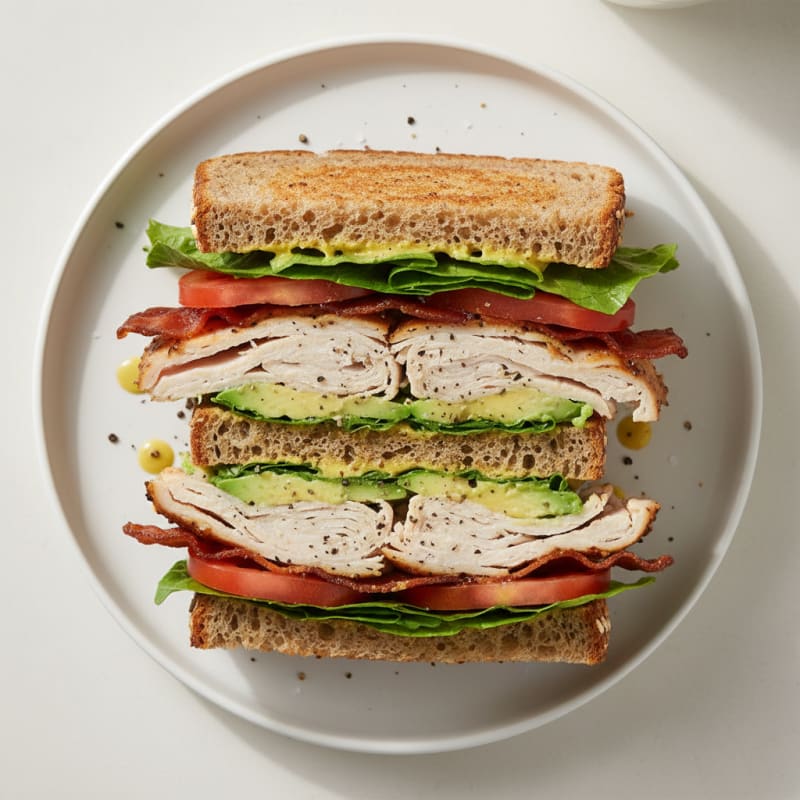 Savory Club Sandwich with Roasted Turkey