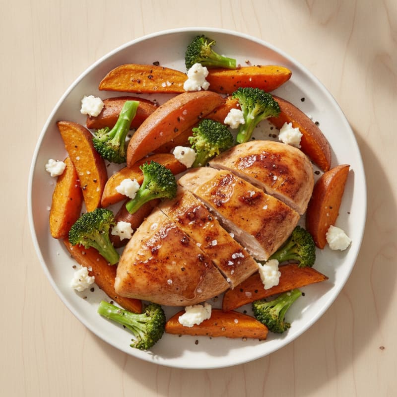 Hot Honey Chicken with Roasted Sweet Potatoes