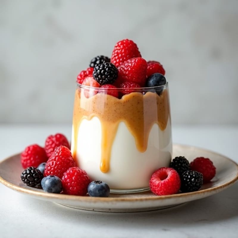 Greek Yogurt Parfait with Almond Butter and Mixed Berries