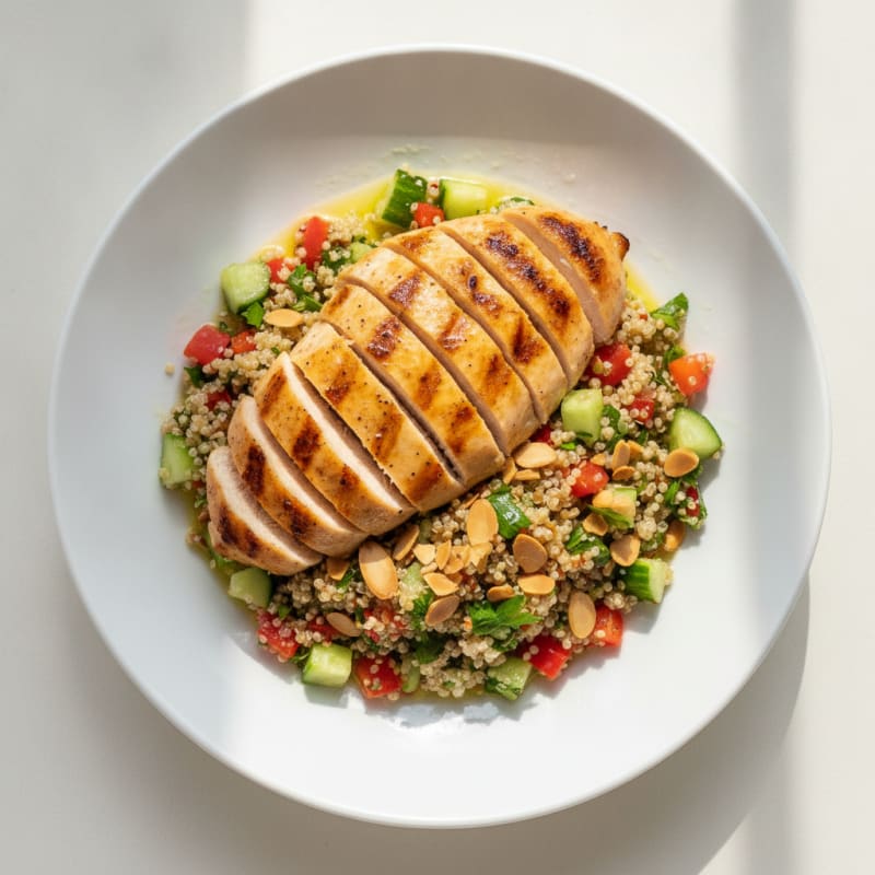 Grilled Chicken Breast with Crunchy Quinoa Salad