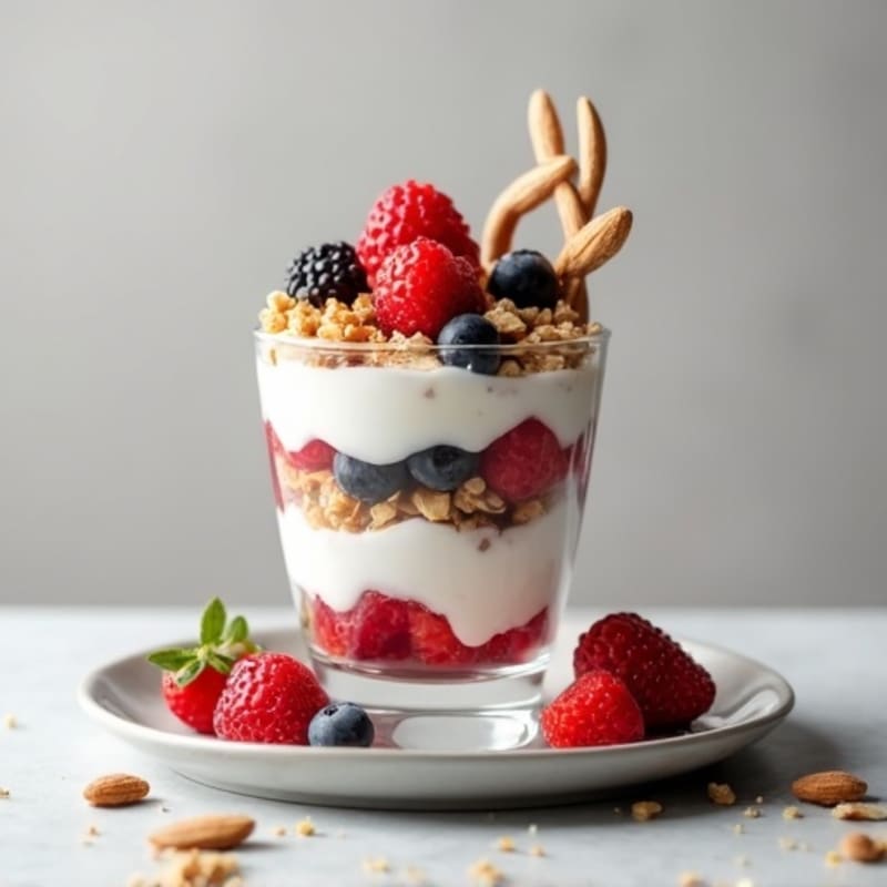 Creamy Greek Yogurt Parfait with Berries and Almonds